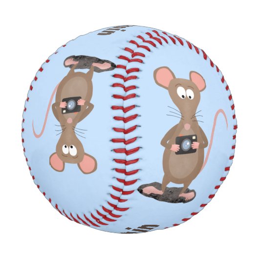 Witzige Ratte mit Kamera-Cartoon-Illustration Baseball (Schrägansicht)