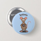 Witzige Ratte mit Kamera-Cartoon-Illustration Button (Vorne & Hinten)