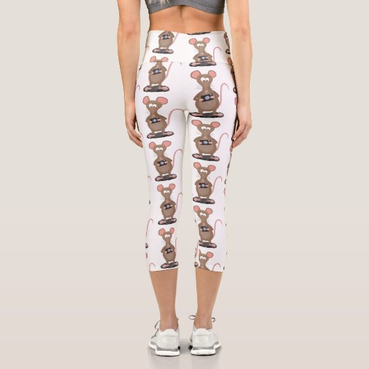 Witzige Ratte mit Kamera-Cartoon-Illustration Capri Leggings (Rückseite)