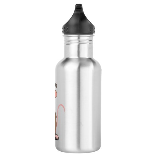 Witzige Ratte mit Kamera-Cartoon-Illustration Edelstahlflasche (Rechts)