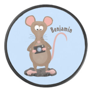 Witzige Ratte mit Kamera-Cartoon-Illustration Eishockey Puck