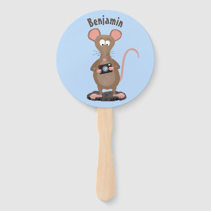 Witzige Ratte mit Kamera-Cartoon-Illustration Fächer