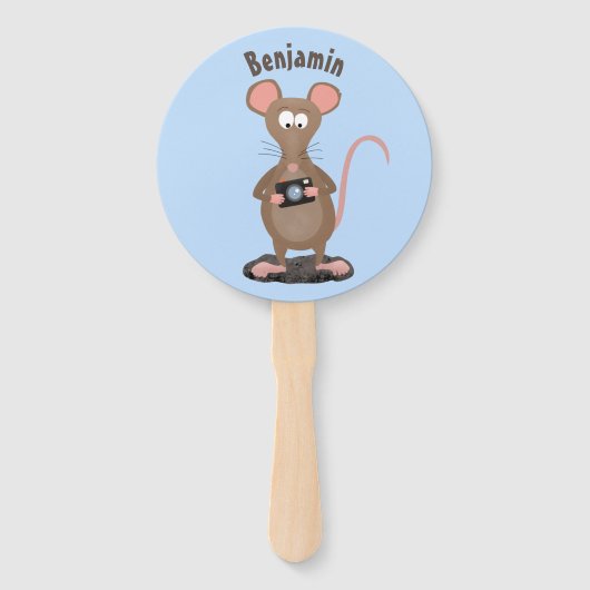 Witzige Ratte mit Kamera-Cartoon-Illustration Fächer (Vorderseite)