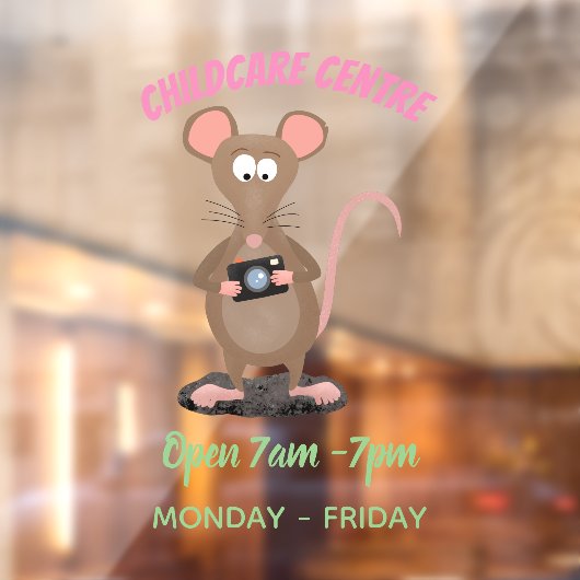 Witzige Ratte mit Kamera-Cartoon-Illustration Fensteraufkleber (Blatt 2)