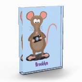 Witzige Ratte mit Kamera-Cartoon-Illustration Fotoblock (Links)