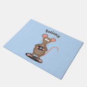 Witzige Ratte mit Kamera-Cartoon-Illustration Fußmatte (Schrägansicht)