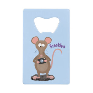 Witzige Ratte mit Kamera-Cartoon-Illustration Geldbeutel Flaschenöffner