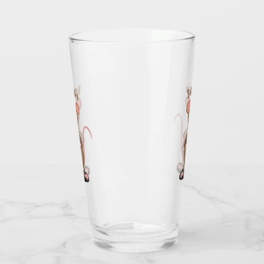 Witzige Ratte mit Kamera-Cartoon-Illustration Glas (Links)