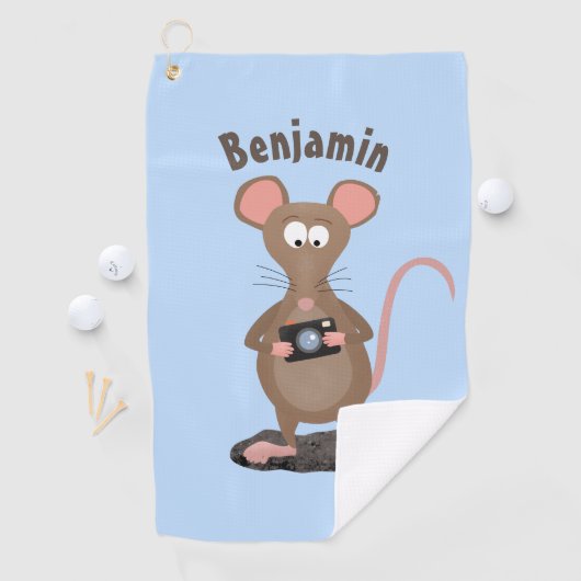 Witzige Ratte mit Kamera-Cartoon-Illustration Golfhandtuch (Insitu)