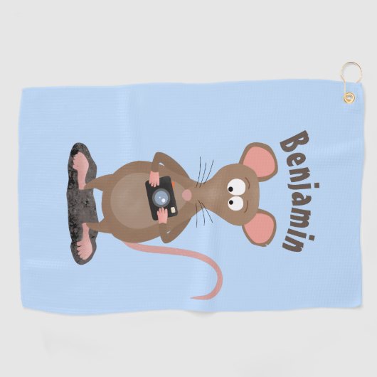 Witzige Ratte mit Kamera-Cartoon-Illustration Golfhandtuch (Horizontal)