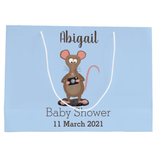 Witzige Ratte mit Kamera-Cartoon-Illustration Große Geschenktüte (Rückseite)