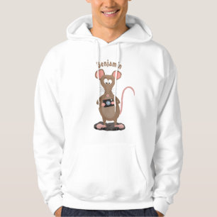 Witzige Ratte mit Kamera-Cartoon-Illustration Hoodie