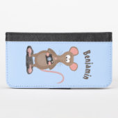 Witzige Ratte mit Kamera-Cartoon-Illustration iPhone Wallet Hülle (Vorderseite (Horizontal))