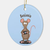 Witzige Ratte mit Kamera-Cartoon-Illustration Keramik Ornament (Links)