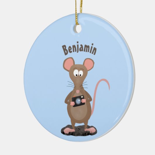 Witzige Ratte mit Kamera-Cartoon-Illustration Keramik Ornament (Links)