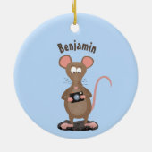 Witzige Ratte mit Kamera-Cartoon-Illustration Keramik Ornament (Hinten)