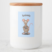Witzige Ratte mit Kamera-Cartoon-Illustration Lebensmitteletikett (Vorderseite)