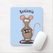 Witzige Ratte mit Kamera-Cartoon-Illustration Mousepad (Mit Mouse)