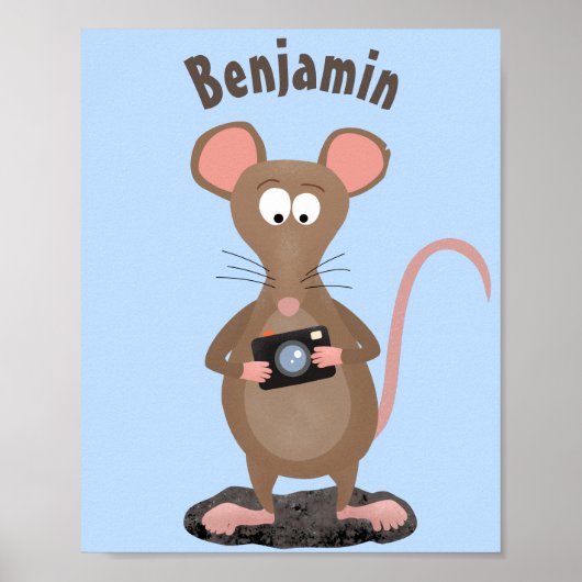 Witzige Ratte mit Kamera-Cartoon-Illustration Poster (Vorne)