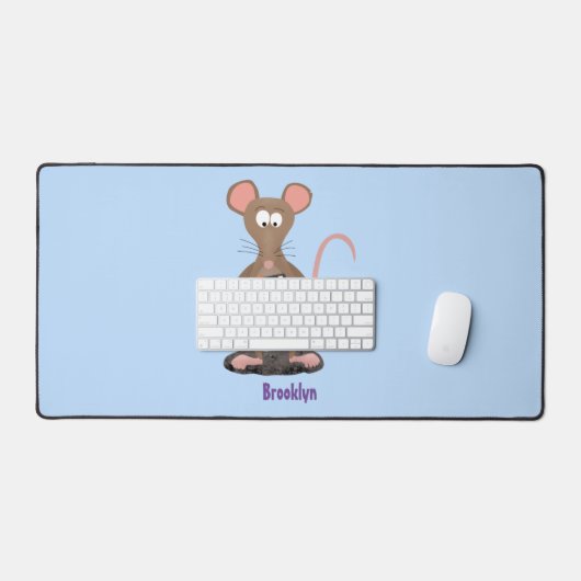 Witzige Ratte mit Kamera-Cartoon-Illustration Schreibtischunterlage (Tastatur & Maus)
