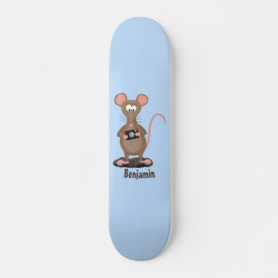 Witzige Ratte mit Kamera-Cartoon-Illustration Skateboard
