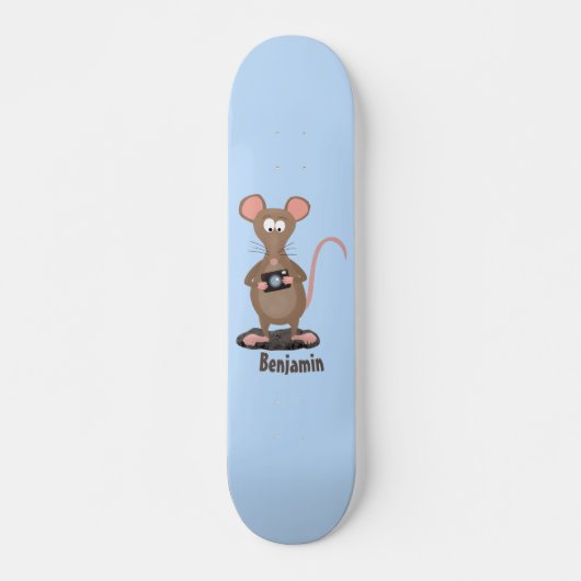 Witzige Ratte mit Kamera-Cartoon-Illustration Skateboard (Vorne)