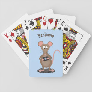 Witzige Ratte mit Kamera-Cartoon-Illustration Spielkarten