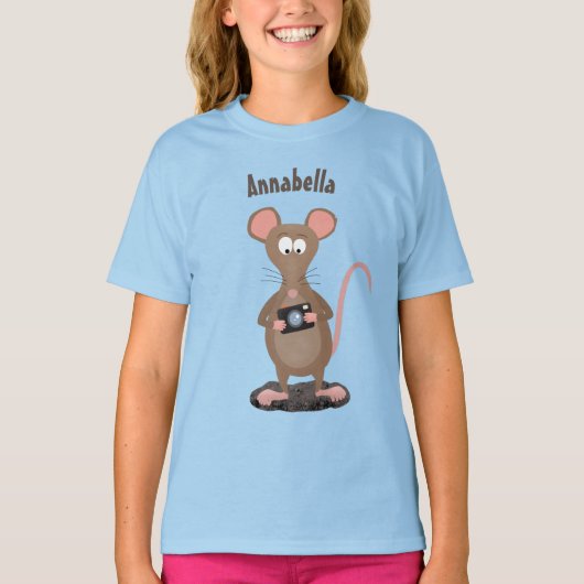Witzige Ratte mit Kamera-Cartoon-Illustration T-Shirt (Vorderseite)