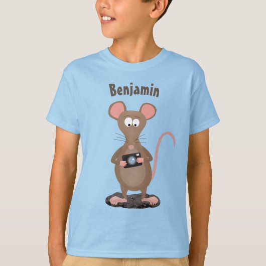 Witzige Ratte mit Kamera-Cartoon-Illustration T-Shirt (Vorderseite)