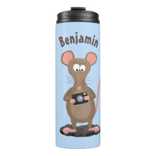 Witzige Ratte mit Kamera-Cartoon-Illustration Thermosbecher