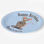 Witzige Ratte und Kamera personalisiert Pappteller (Schrägansicht)