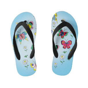 witzige Schmetterlinge am Himmel Kinderbadesandalen