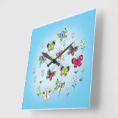 witzige Schmetterlinge am Himmel Quadratische Wanduhr (Winkel)