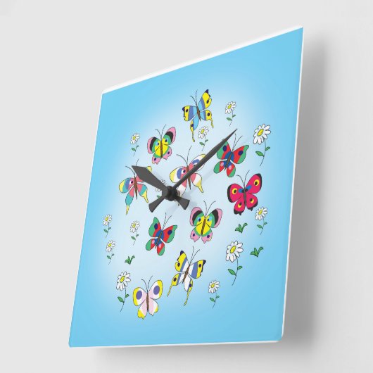 witzige Schmetterlinge am Himmel Quadratische Wanduhr (Winkel)