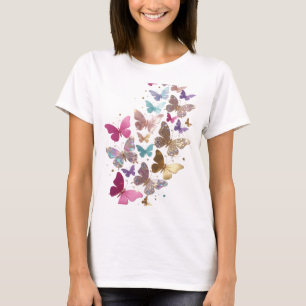 Witzige Silber SCHMETTERLINGE Slogan T-Shirt