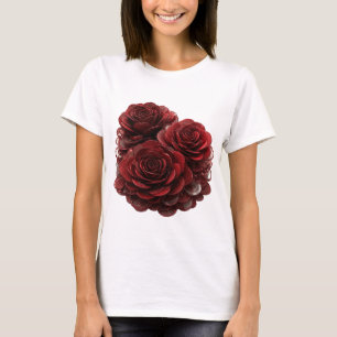 Witzige Silberne ROTE ROSEN UND MÜNZEN Moderne Ges T-Shirt