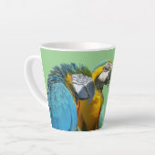 Witzige Talking Papageien Kruste. BG Green Latte T Milchtasse (Linke Ecke)