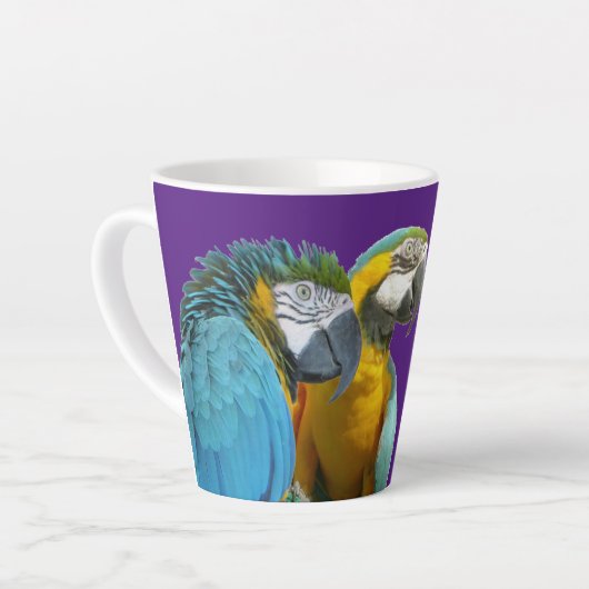 Witzige Talking Papageien Kruste. BG Lila Latte-Ta Milchtasse (Linke Ecke)