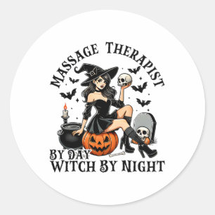 Witzige Therapie Halloween Magier By Day Witc Runder Aufkleber