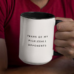 Witzige Tränen meiner Pickleball-Gegner Typografie Tasse<br><div class="desc">Moderne Kaffeemaschine,  die die TEARS MEINER PICKLEBALL-OPPONENTE in einem trendigen,  minimalistischen Typografie-Design liest. Sippen Sie Spaß von unserer Tasse "Tränen meiner Gegner in der Pickleball". 🥒 😂 🏓 Unglaublich witzig Spaß für Pickleball-Liebhaber! #PickleballHumor #CustomLaughs</div>