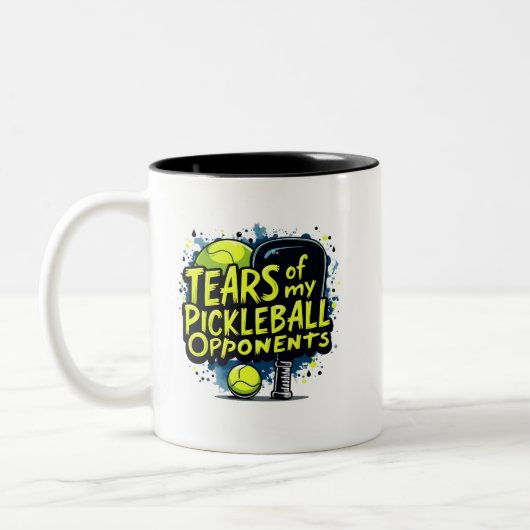Witzige Tränen meiner Pickleball-Gegner Typografie Zweifarbige Tasse (Links)