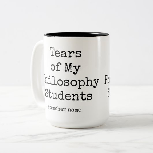 Witzige Tränen meiner Schüler | Philosophielehrer Zweifarbige Tasse (Vorderseite Links)