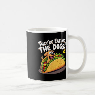 Witzige Trump sie essen die Hunde die Katzen die Kaffeetasse