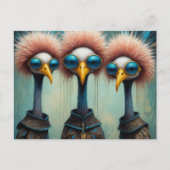 Witzige Vögel in Sweaters Postkarte (Vorderseite)