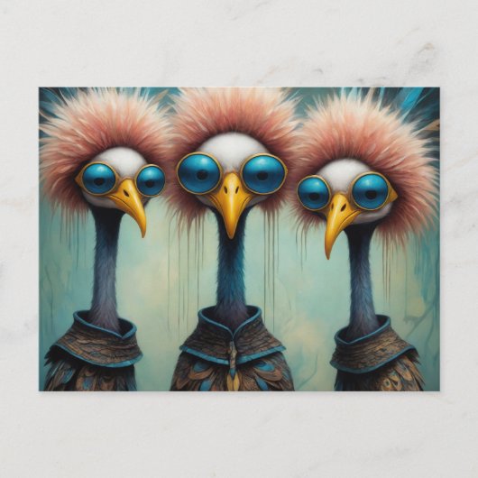 Witzige Vögel in Sweaters Postkarte (Vorderseite)