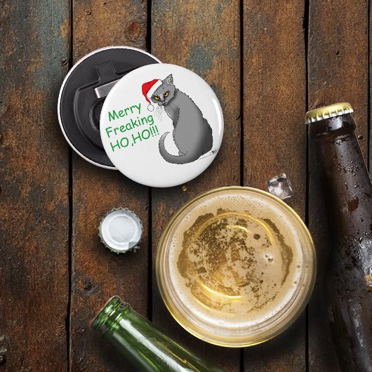 witzige Weihnachts-Graukatze Flaschenöffner