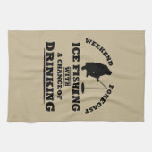 witzige Zitate über Eisfischen und Trinken Liebhab Geschirrtuch (Horizontal)