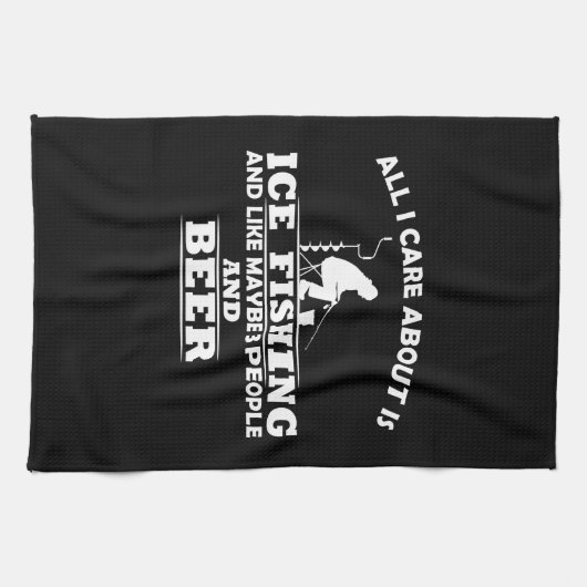 witzige Zitate über Eisfischen und Trinken Liebhab Geschirrtuch (Horizontal)