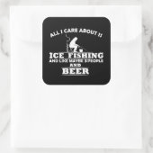 witzige Zitate über Eisfischen und Trinken Liebhab Quadratischer Aufkleber (Tasche)