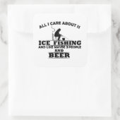 witzige Zitate über Eisfischen und Trinken Liebhab Quadratischer Aufkleber (Tasche)